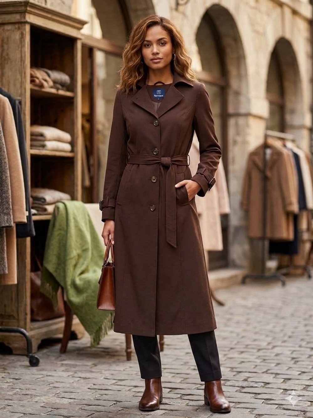 Vintage Chocolate Brown Trench Coat – Longline Belted Outerwear